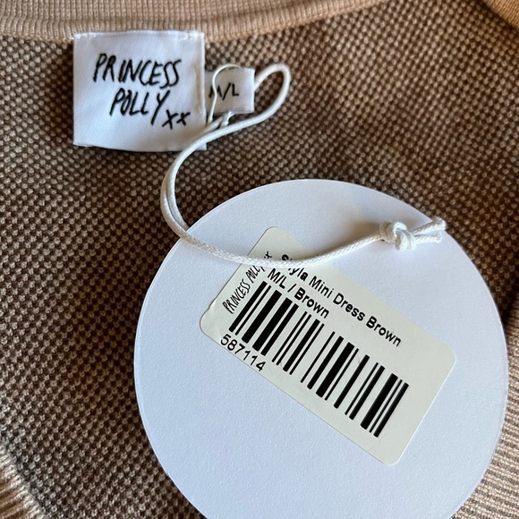 NWT Princess Polly Shyla Mini Dress Brown M/L - Picture 6 of 6
